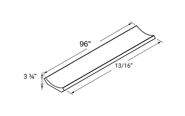 French Grey- Crown Moulding Curve - 96"W x 3 3/4"H x 13/16"D