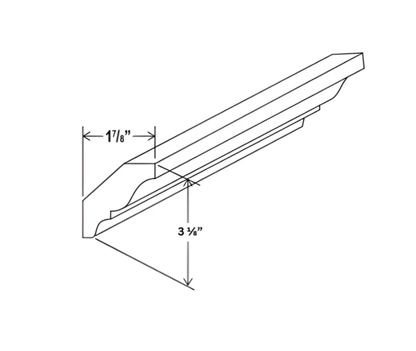 French Grey- Crown Moulding - 96"W x 3 1/8"H x 5/8"D