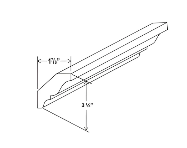 Sydney White - Crown Moulding - 96"W x 3 1/8"H x 5/8"D
