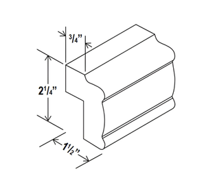 Sydney White - Light Rail Moulding - 96'W x 1 9/16"H x 2 1/4"D