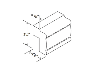 French Grey- Light Rail Moulding - 96'W x 1 9/16"H x 2 1/4"D”