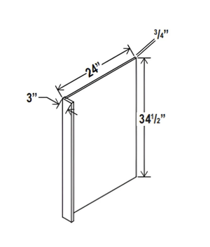 Sydney White - Dishwasher Return Panel w/3"W Filler - 24"W X 34- 1/2"H X 1/2"D