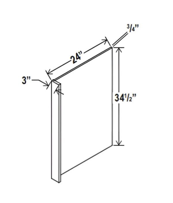 Sydney White - Dishwasher Return Panel w/3"W Filler - 24"W X 34- 1/2"H X 1/2"D