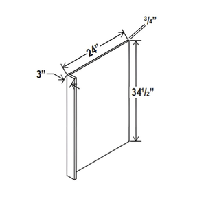 French Grey- Dishwasher Return Panel w/3"W Filler - 24"W X 34- 1/2"H X 1/2"D