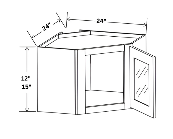 Sydney White- 24" Wall Diagonal Glass Door