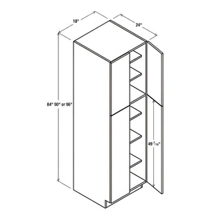 High Gloss White 18"W Two Single Door Utility Pantry Cabinet