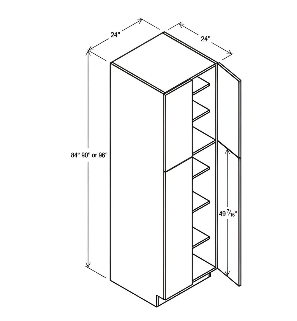 High Gloss Gray 24" W Two Double Door Utility Pantry Cabinet