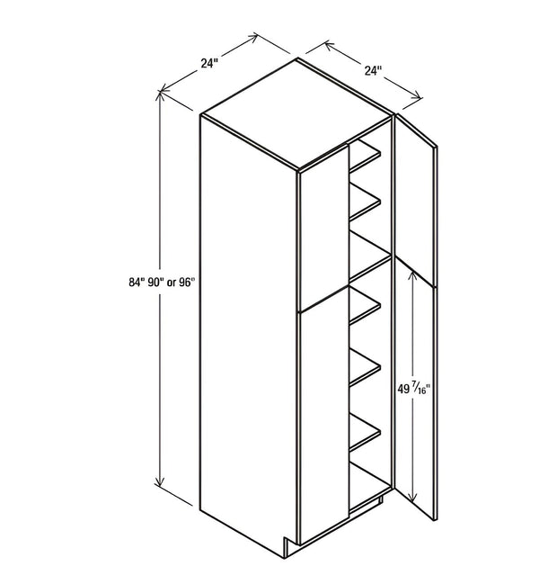Matte Black 24" W Two Double Door Utility Pantry Cabinet