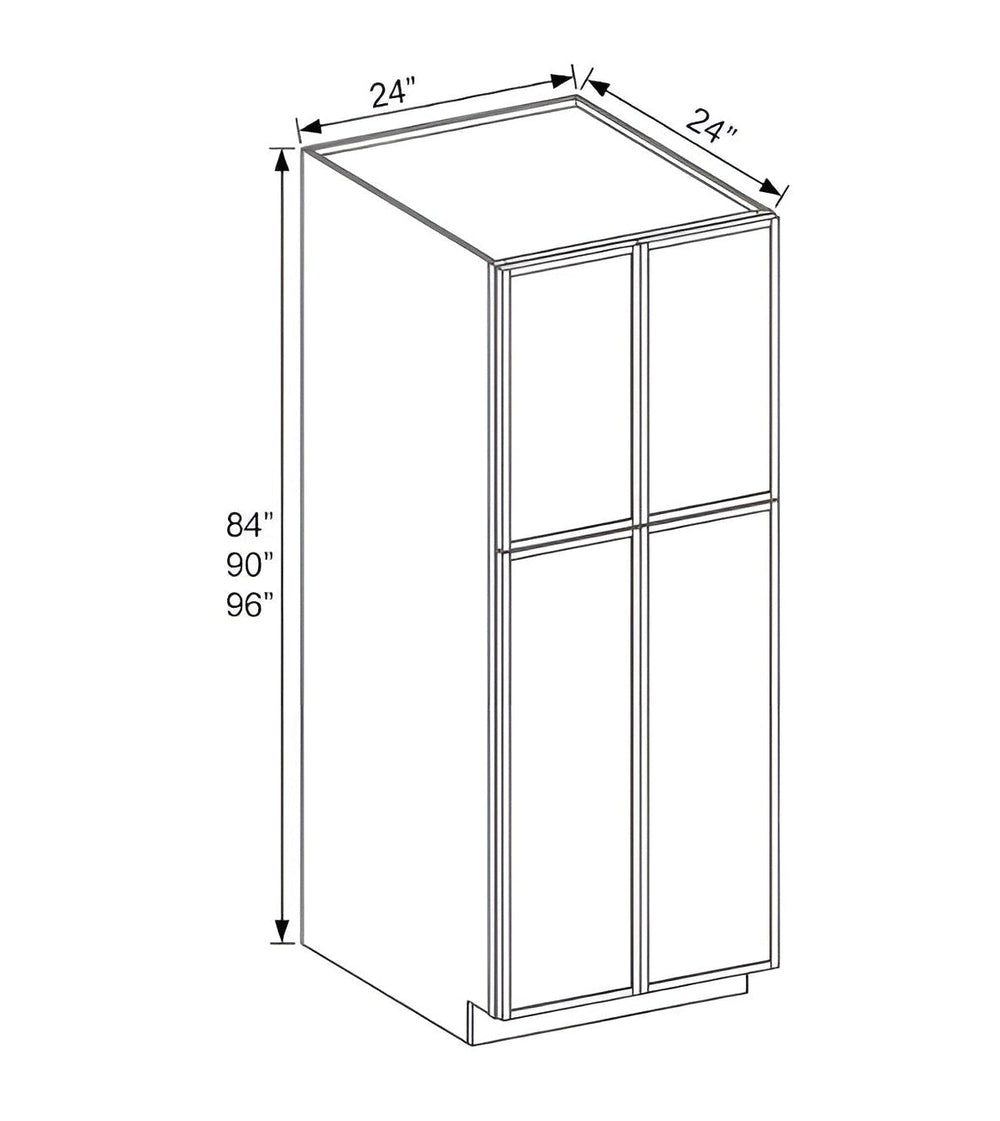 Slim Shaker White 24" W Two Double Door Utility Pantry Cabinet