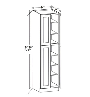 Aspen Charcoal Gray 24" W Two Double Door Utility Pantry Cabinet