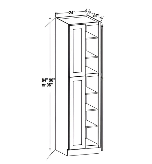 Shaker Espresso 24" W Two Double Door Utility Pantry Cabinet