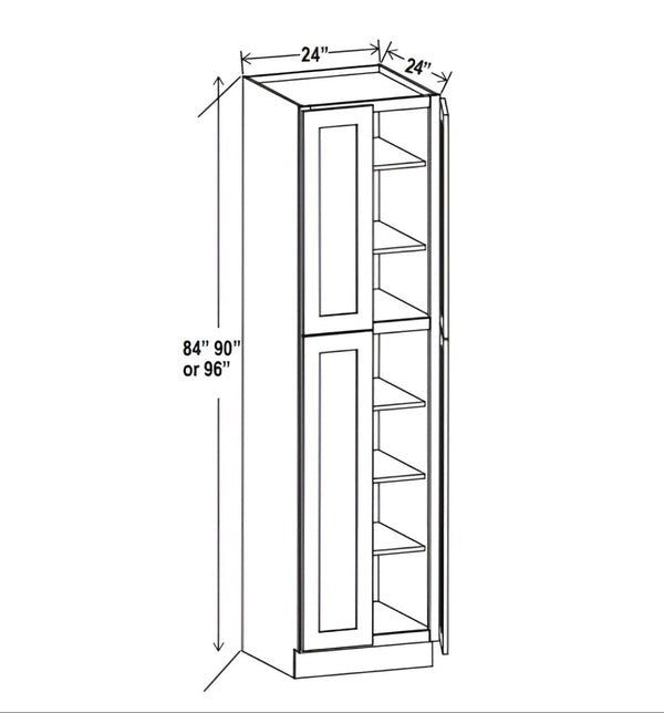 Aspen Charcoal Gray 24" W Two Double Door Utility Pantry Cabinet