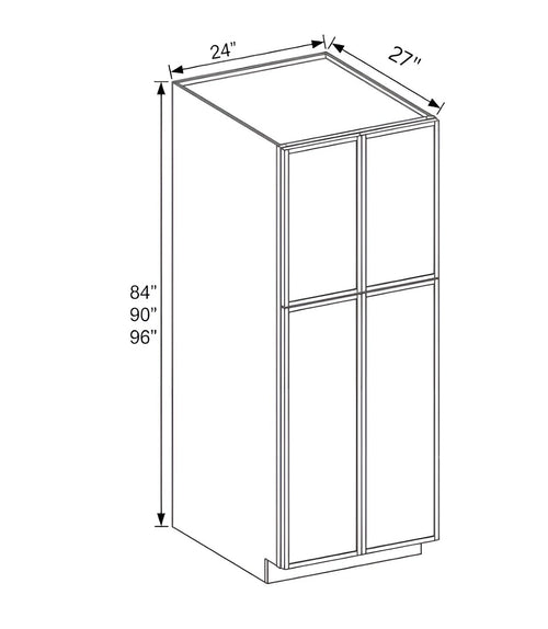Slim Shaker Oak 24" W Two Double Door Utility Pantry Cabinet