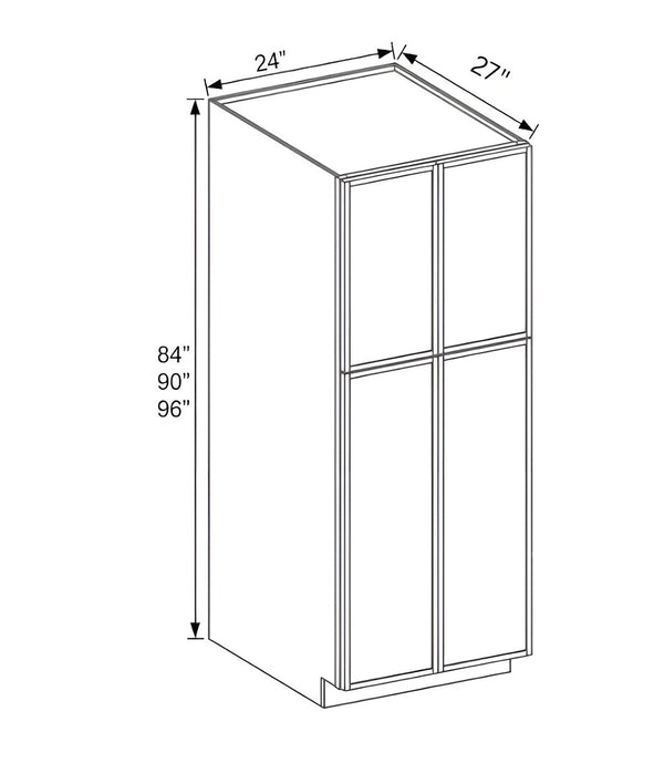 Slim Shaker Oak 24" W Two Double Door Utility Pantry Cabinet