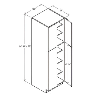 Oak Shade 30"W Two Double Door Utility Pantry Cabinet