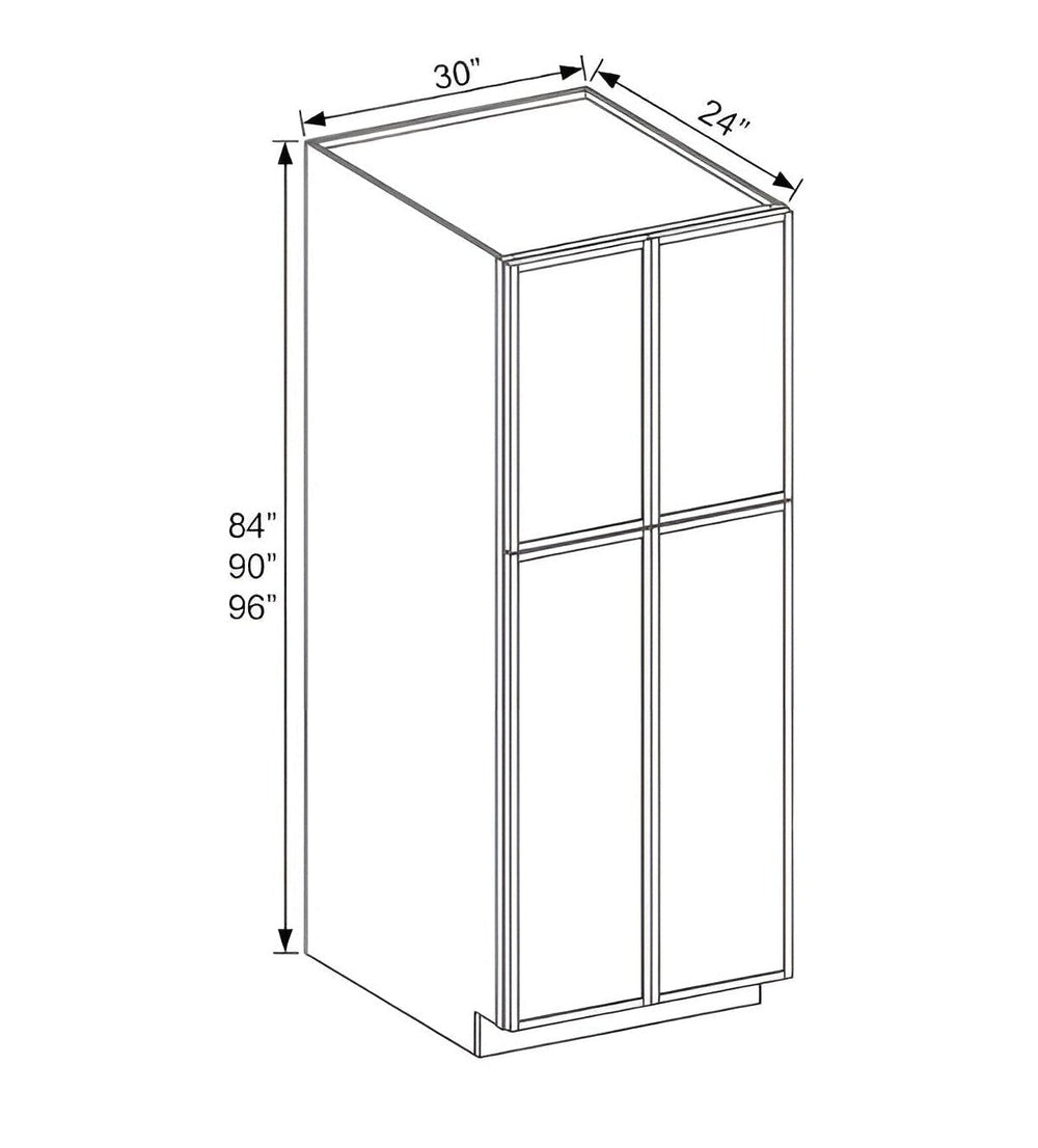 Slim Dove White- 30"W Two Double Door Utility Pantry Cabinet