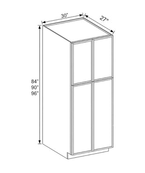 Slim Shaker Oak 30" W Two Double Door Utility Pantry Cabinet