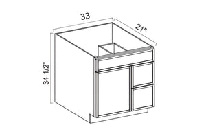 Slim Dove White 33"W Vanity Sink Base