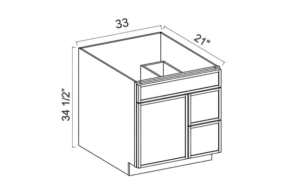 Slim Dove White 33"W Vanity Sink Base