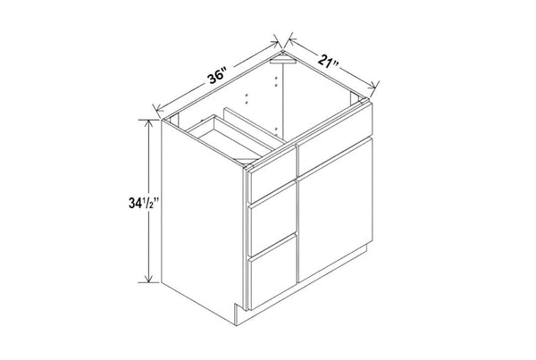 Slim Aston Green 36"W Vanity Sink Base