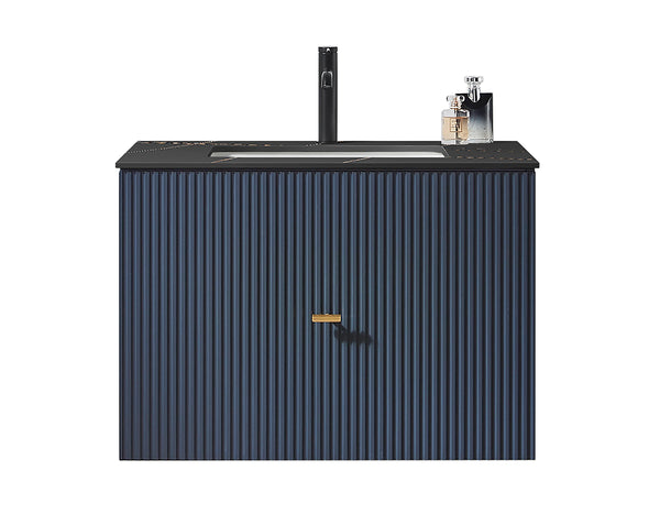 BARCELONA 30" DARK BLUE WITH BLACK COUNTERTOP BATHROOM VANITY