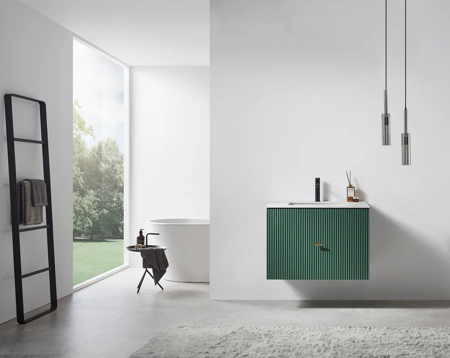 BARCELONA 30" FOREST GREEN WITH WHITE COUNTERTOP BATHROOM VANITY