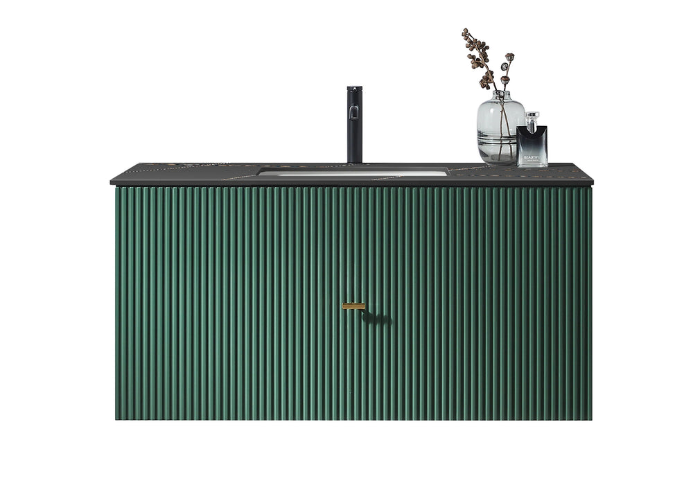 BARCELONA 42"FOREST GREEN WITH BLACK COUNTERTOP BATHROOM VANITY