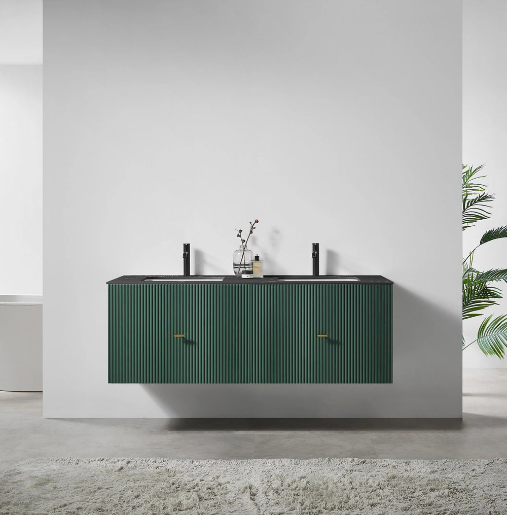 BARCELONA 60" FOREST GREEN WITH BLACK COUNTERTOP BATHROOM VANITY