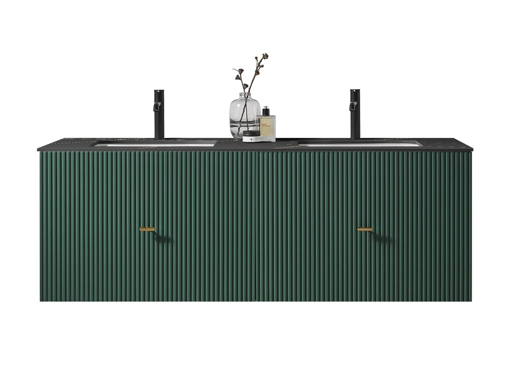 BARCELONA 60" FOREST GREEN WITH BLACK COUNTERTOP BATHROOM VANITY