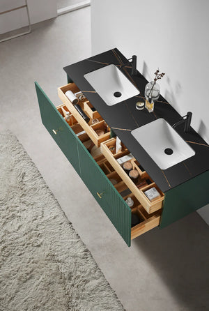 BARCELONA 60" FOREST GREEN WITH BLACK COUNTERTOP BATHROOM VANITY