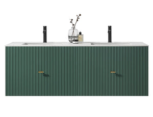 BARCELONA 60" FOREST GREEN WITH WHITE COUNTERTOP BATHROOM VANITY