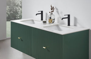 BARCELONA 60" FOREST GREEN WITH WHITE COUNTERTOP BATHROOM VANITY