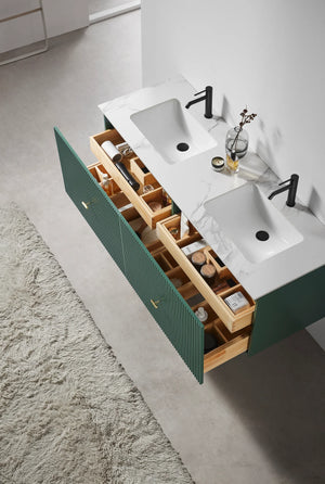 BARCELONA 60" FOREST GREEN WITH WHITE COUNTERTOP BATHROOM VANITY