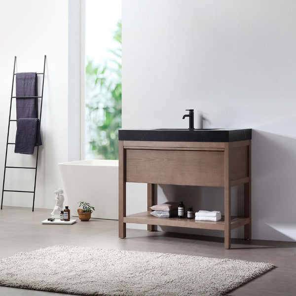 BIBURY 36" CHESTNUT OAK BATHROOM VANITY