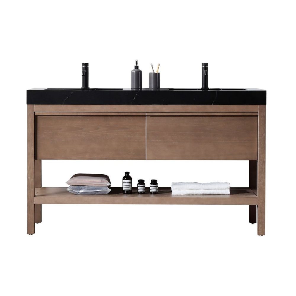 BIBURY 60” CHESTNUT OAK BATHROOM VANITY