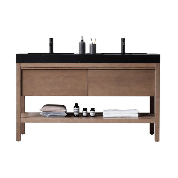 BIBURY 60” CHESTNUT OAK BATHROOM VANITY