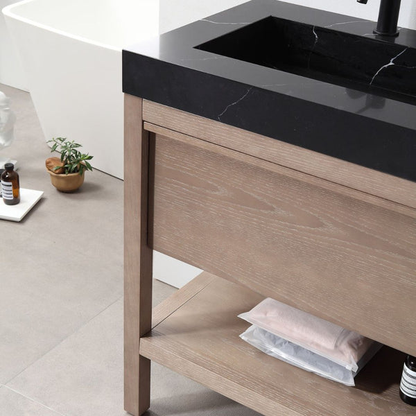 BIBURY 60” CHESTNUT OAK BATHROOM VANITY
