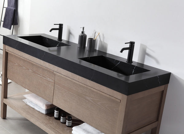 BIBURY 72" CHESTNUT OAK BATHROOM VANITY