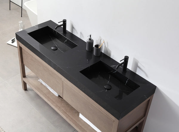 BIBURY 72" CHESTNUT OAK BATHROOM VANITY