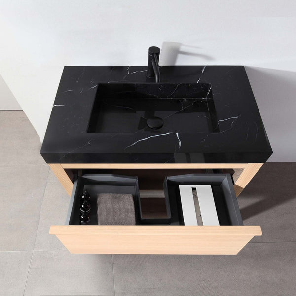 BIBURY 36” WHITEWASH OAK BATHROOM VANITY