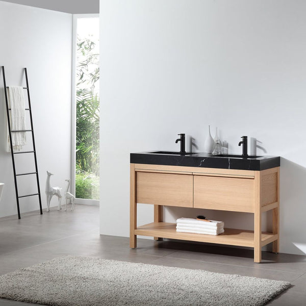 BIBURY 48” WHITEWASH OAK BATHROOM VANITY