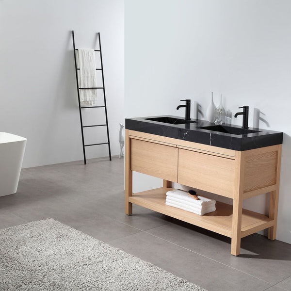 BIBURY 48” WHITEWASH OAK BATHROOM VANITY
