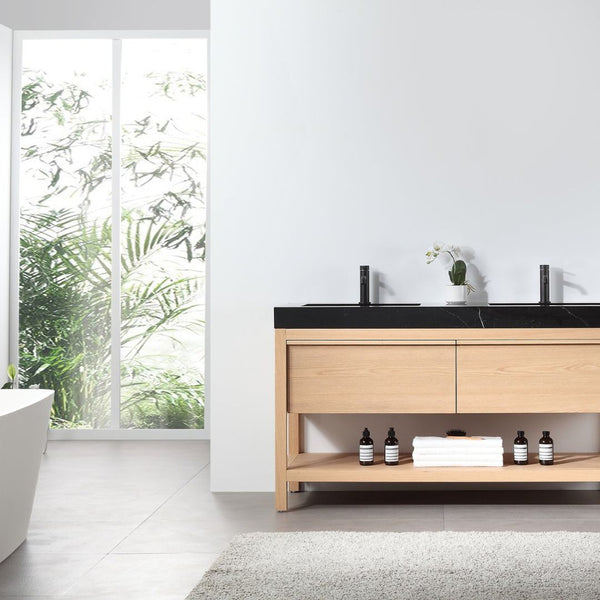 BIBURY 60” WHITEWASH OAK BATHROOM VANITY