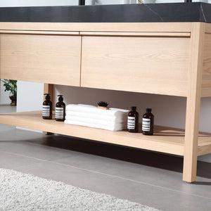 BIBURY 60” WHITEWASH OAK BATHROOM VANITY