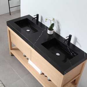 BIBURY 60” WHITEWASH OAK BATHROOM VANITY