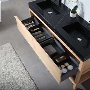 BIBURY 60” WHITEWASH OAK BATHROOM VANITY