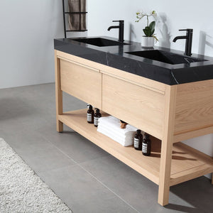 BIBURY 72" WHITEWASH OAK BATHROOM VANITY