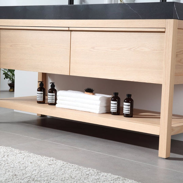 BIBURY 72" WHITEWASH OAK BATHROOM VANITY