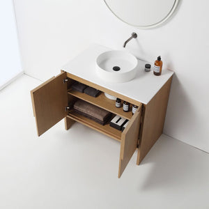 CELLE 36” PECAN OAK BATHROOM VANITY