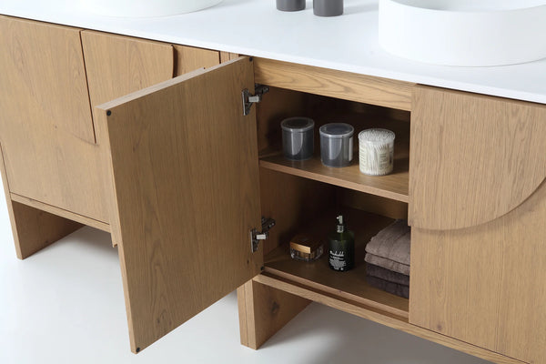 CELLE 72” PECAN OAK BATHROOM VANITY